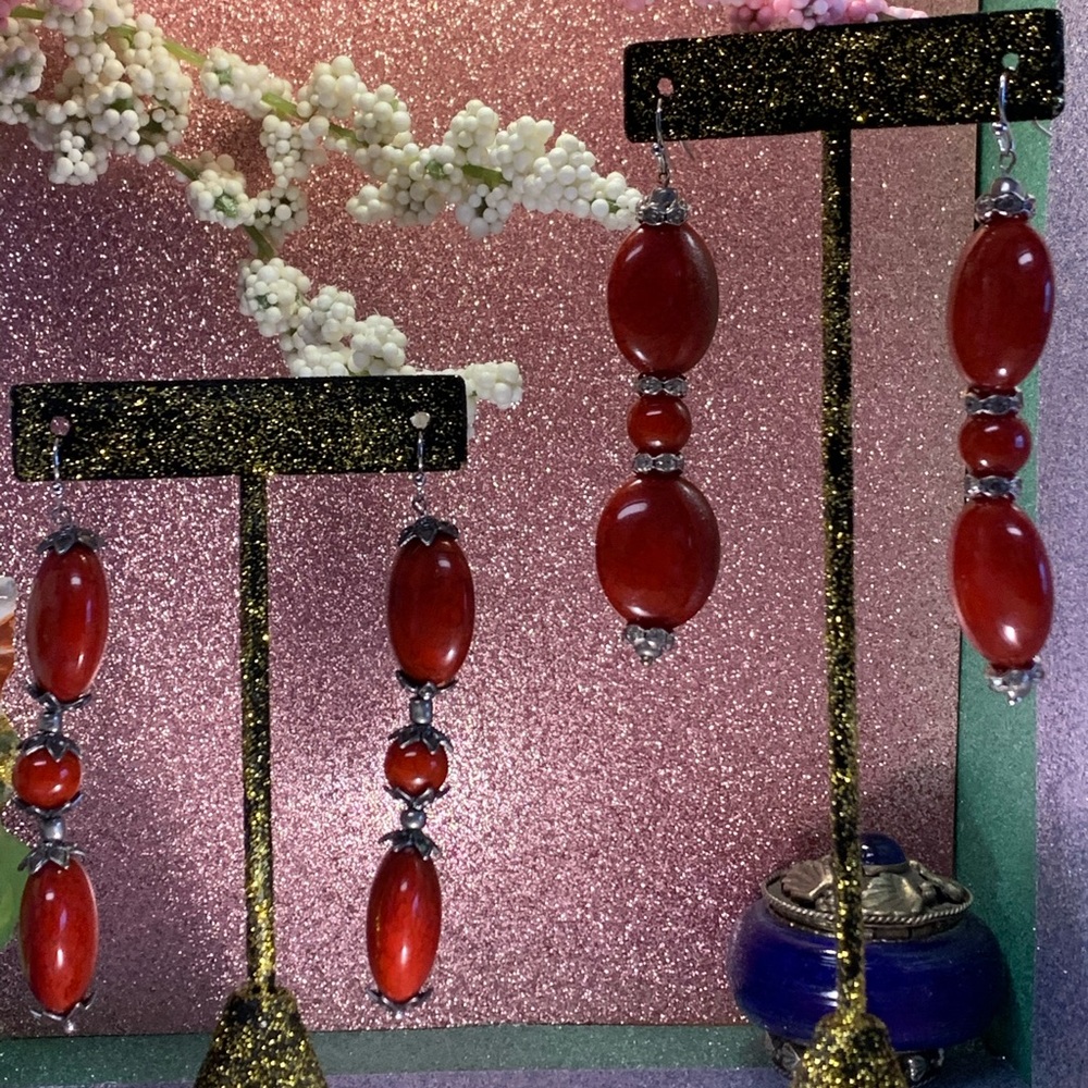 Acrylic Earrings with Rhinestones